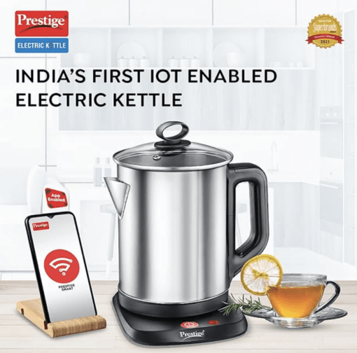Prestige Smart-1.7 IOT Enabled Electric Kettle with Concealed Element 1.7L, 1500W, Silver Variable Temperature Control Through WiFi - Image 6